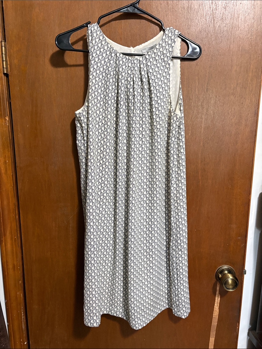 H&M Sleeveless Geo Print Midi Dress in Cream and Gray
